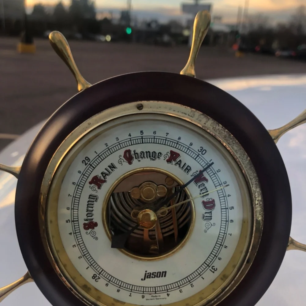 Vintage Jason Ship Wheel Aneroid Barometer-Works-Tested with Air Pressure